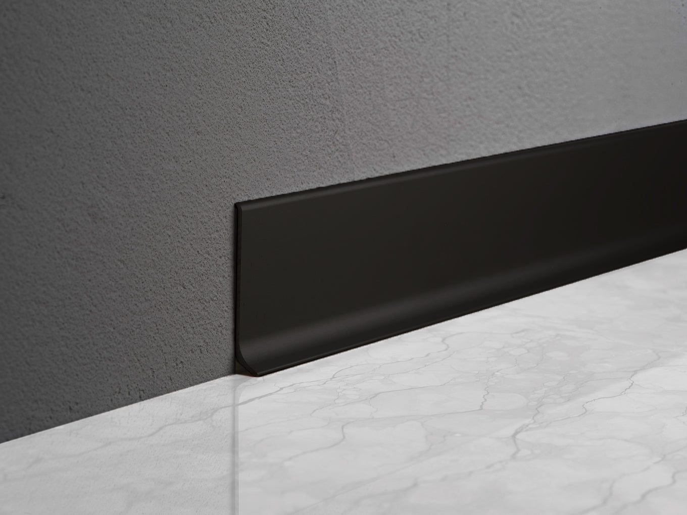 Plinta eleganta pentru perete din aluminiu negru mat Profilitec BA 600 A54