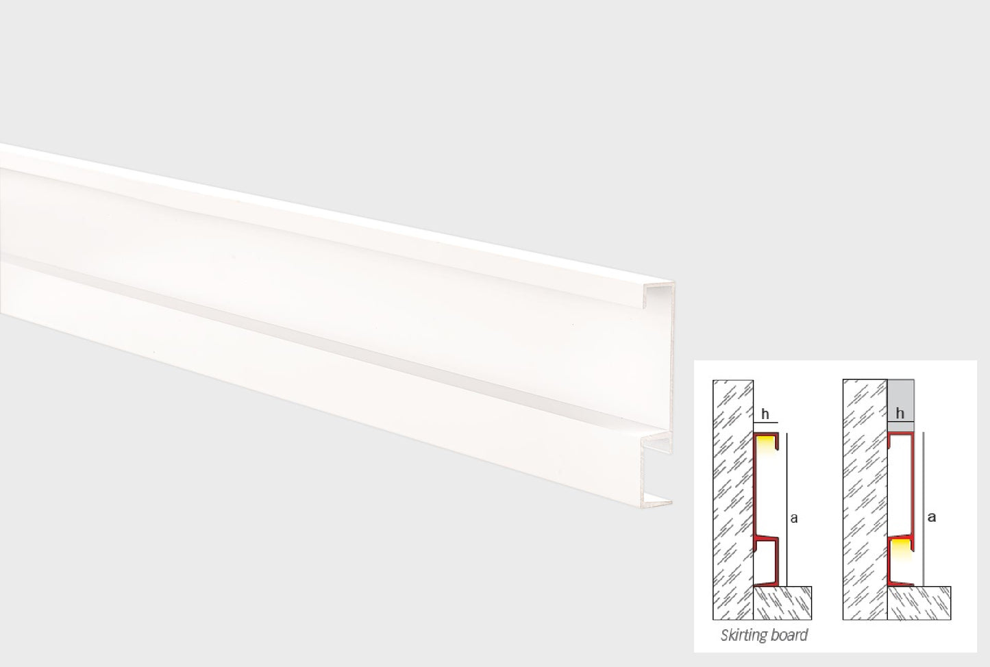 Plinta ALBA / ARGINTIE reversibila tip shadow gap din aluminiu Novorodapie Eclipse SP Emac