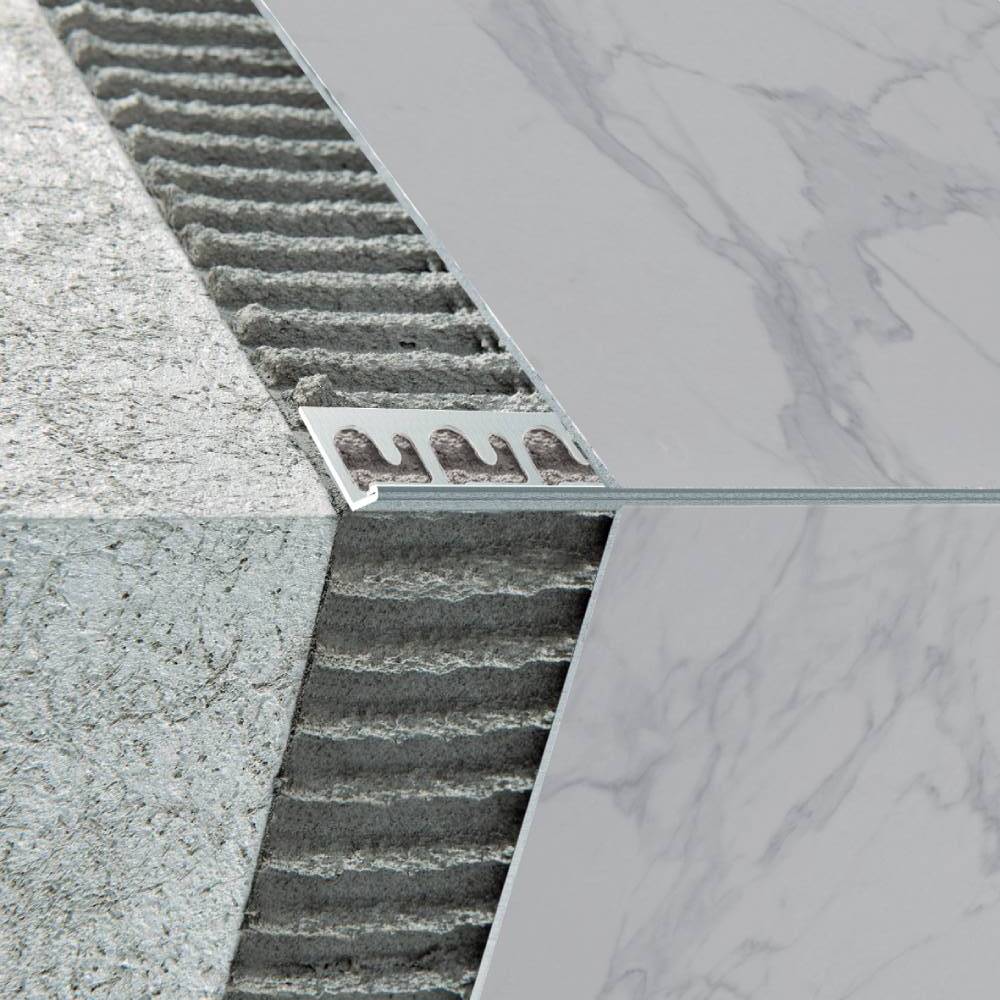 Protectie treapta din inox invizibila Prokerlam ceramica taiata in 45 grade