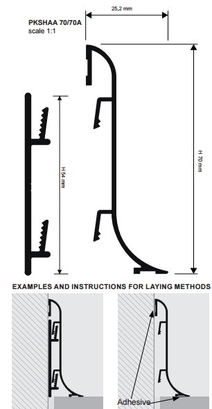 Plinta aluminiu lata de 2,5cm – Proskirting Shell