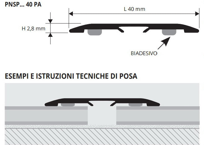 Sectiune Bagheta trecere lata nuante lemn SOL40P autoadeziva