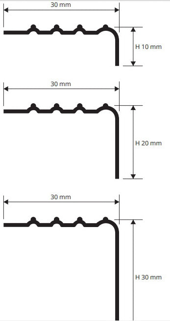 Sectiune Coltar inox fixare mecanica pt trepte Prowalk ACC