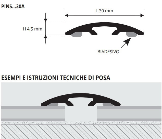 Sectiune montaj Bagheta trecere parchet SOL 30 Autoadeziva