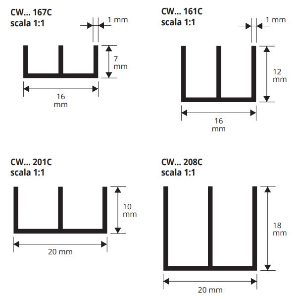 Sectiune produs profil dublu U DIY CW