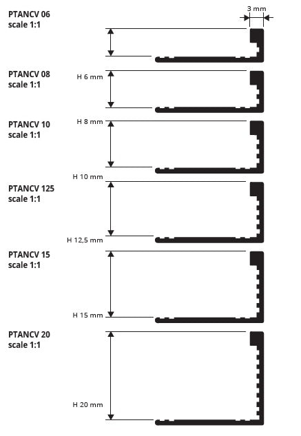 Sectiune profil curbabil proterminal-curve-alum
