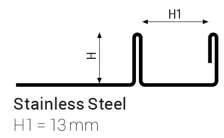 Sectiune profil inox fixare sticla STKV-IS