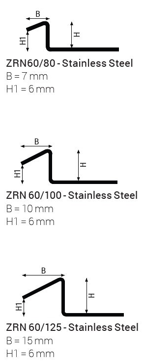 Sectiune profil trecere inox Zerotec ZRN60-IL