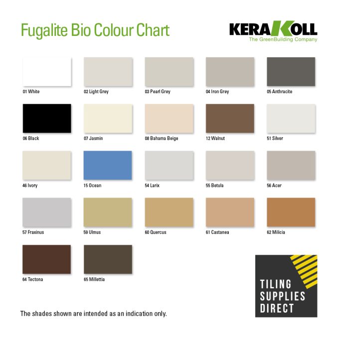 Fugalite Bio Color Chit colorat pentru mozaic si ceramica paleta culori