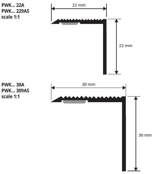 Profil treapta antiderapant aluminiu Prowalk PWK22