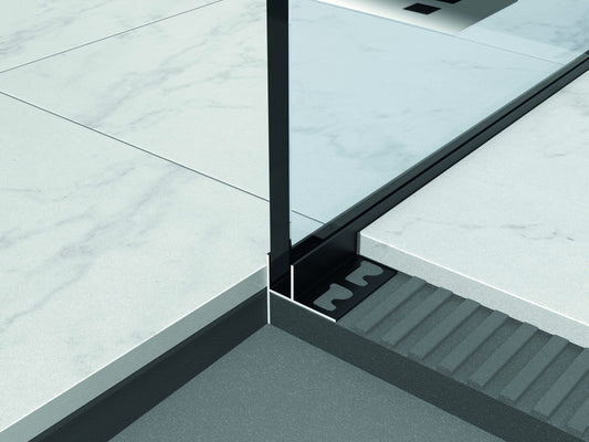 Profil negru fixare sticla dus cu aripa de compensare PROSHOWER PROFILE GLASS