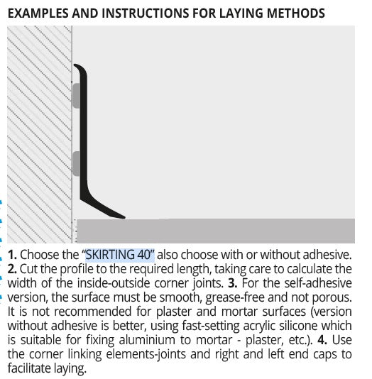 Plinta aluminiu alba Skirting 40 inaltime= 4cm