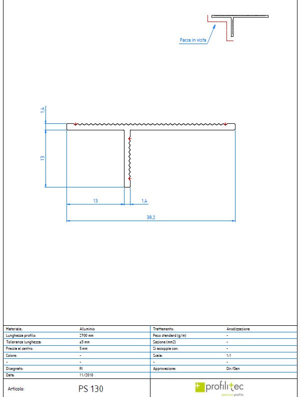 Profil negru realizare nuturi la tavane tip shadow-gap PS130 A54