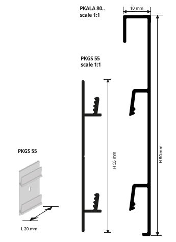 Plinta aluminiu alba inalta 8cm- Proskirting List 80