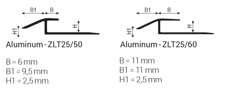 Profil trecere aluminiu diferenta nivel SPC si LVT Profilitec ZLT25-ASF